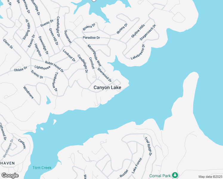 map of restaurants, bars, coffee shops, grocery stores, and more near 119 Cedar Tree Lane in Canyon Lake