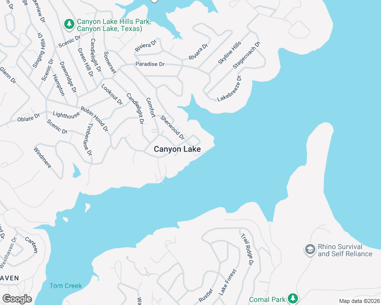 map of restaurants, bars, coffee shops, grocery stores, and more near in Canyon Lake
