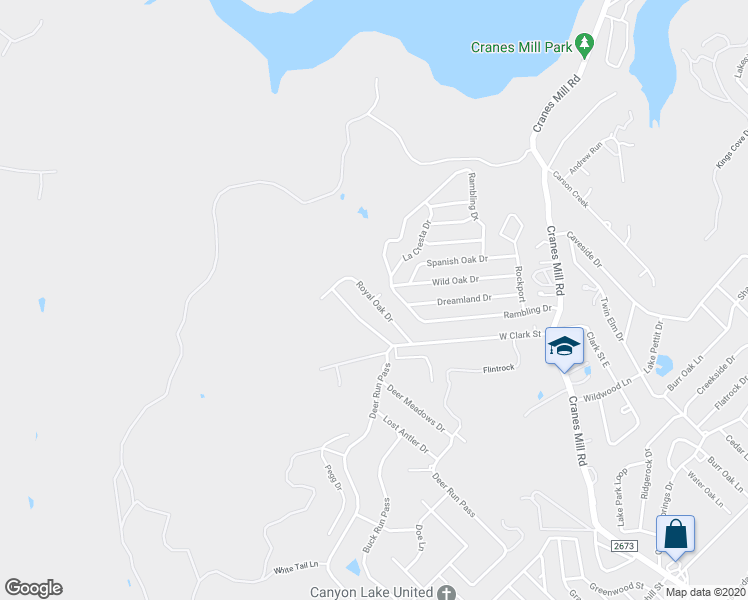 map of restaurants, bars, coffee shops, grocery stores, and more near 560 Royal Oak Drive in Canyon Lake