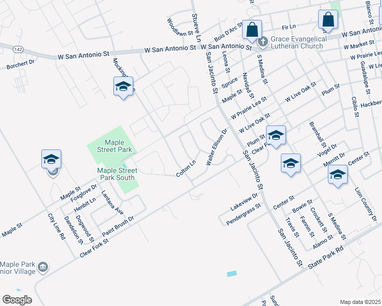 map of restaurants, bars, coffee shops, grocery stores, and more near 517 Blake's Cove in Lockhart