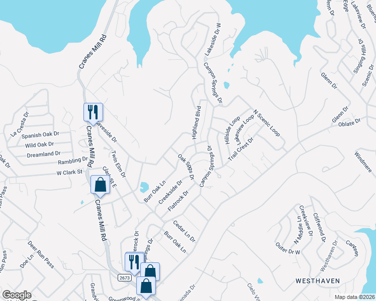 map of restaurants, bars, coffee shops, grocery stores, and more near 730 Shadyview Drive in Canyon Lake