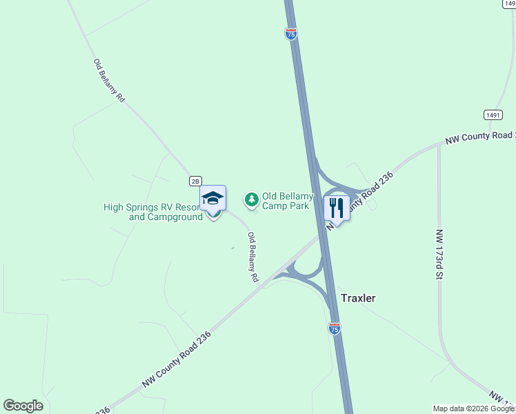 map of restaurants, bars, coffee shops, grocery stores, and more near 24029 Old Bellamy Road in High Springs