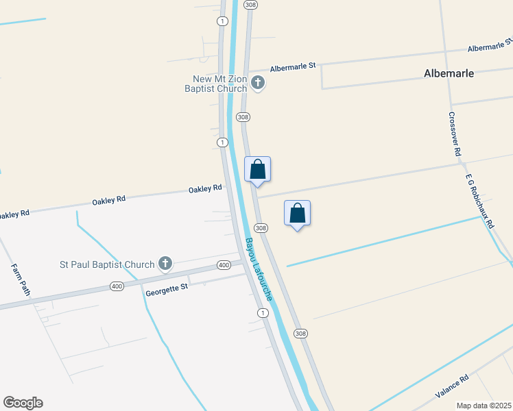 map of restaurants, bars, coffee shops, grocery stores, and more near 3354 Highway 308 in Napoleonville