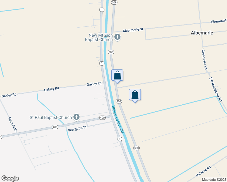 map of restaurants, bars, coffee shops, grocery stores, and more near 3354 Highway 308 in Napoleonville