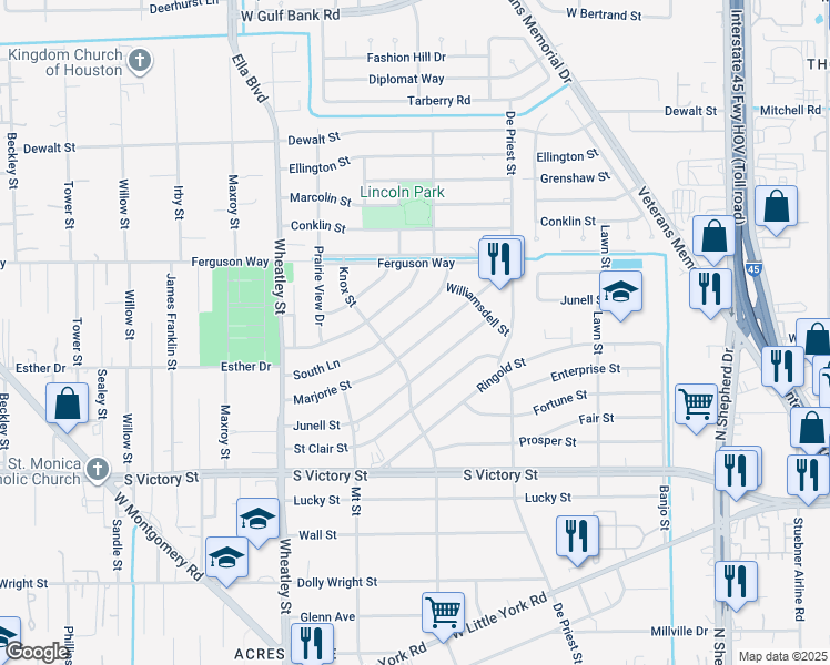 map of restaurants, bars, coffee shops, grocery stores, and more near 974 Marjorie Street in Houston