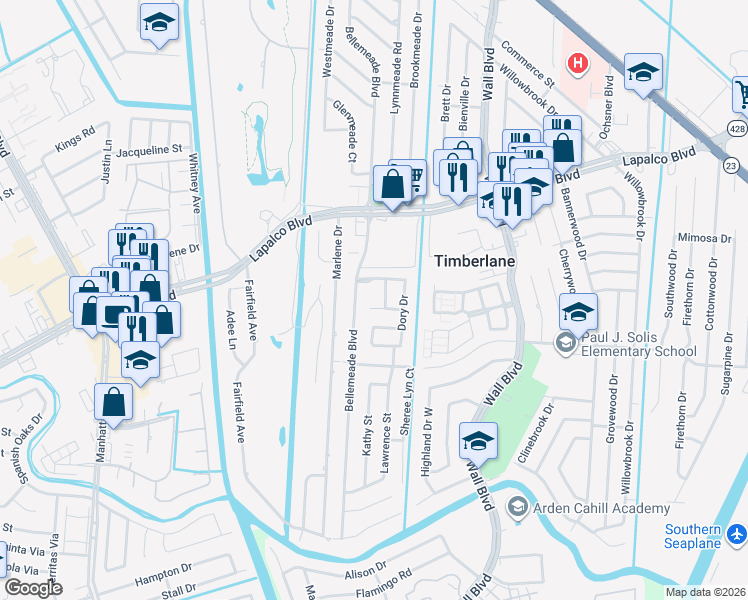 map of restaurants, bars, coffee shops, grocery stores, and more near 828 Donna Drive in Gretna