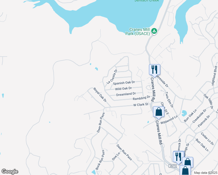 map of restaurants, bars, coffee shops, grocery stores, and more near 476 Spanish Oak Drive in Canyon Lake