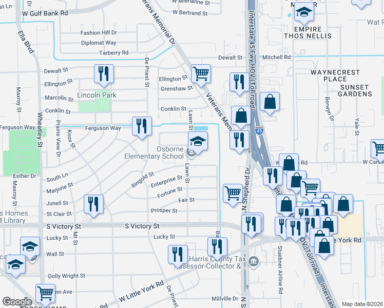 map of restaurants, bars, coffee shops, grocery stores, and more near 781 Ringold Street in Houston