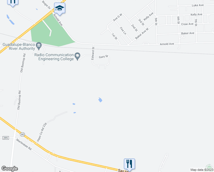 map of restaurants, bars, coffee shops, grocery stores, and more near Gary Circle in Maxwell