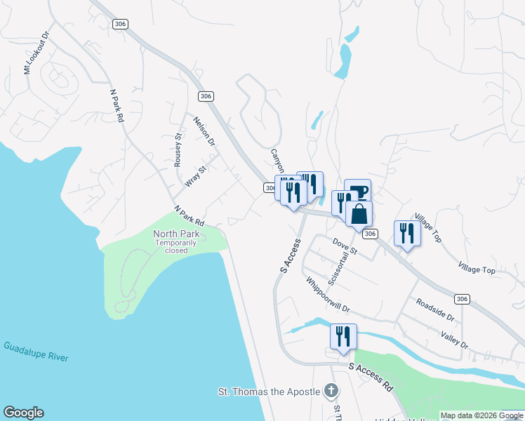 map of restaurants, bars, coffee shops, grocery stores, and more near 186 Vanin Place in Canyon Lake