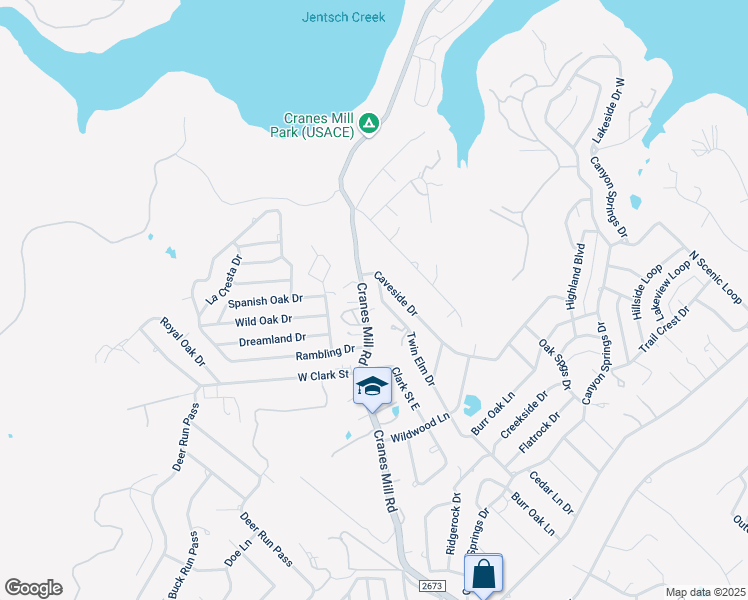map of restaurants, bars, coffee shops, grocery stores, and more near 164 Caveside Drive in Canyon Lake