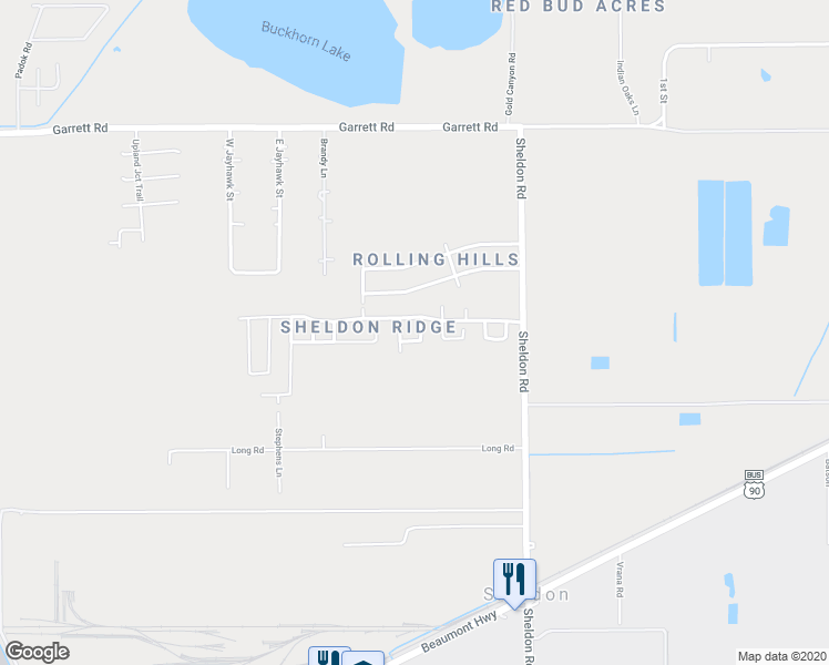 map of restaurants, bars, coffee shops, grocery stores, and more near 11011 Walkup Way in Houston