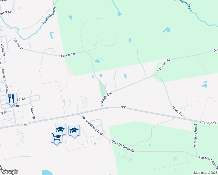 map of restaurants, bars, coffee shops, grocery stores, and more near 1169 County Road 187 in Lockhart