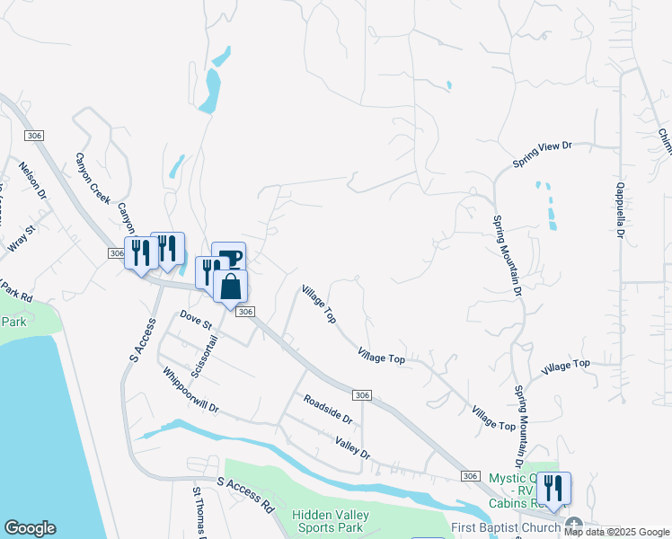 map of restaurants, bars, coffee shops, grocery stores, and more near 371 Village Top in Canyon Lake