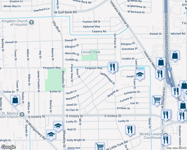 map of restaurants, bars, coffee shops, grocery stores, and more near 944 South Lane in Houston