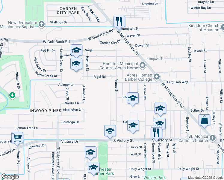 map of restaurants, bars, coffee shops, grocery stores, and more near 8326 Sunnyhill Street in Houston