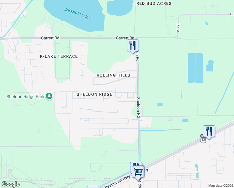 map of restaurants, bars, coffee shops, grocery stores, and more near 11030 Vanilla Circle in Houston