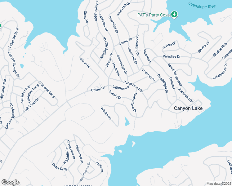 map of restaurants, bars, coffee shops, grocery stores, and more near 274 Scenic Drive in Canyon Lake