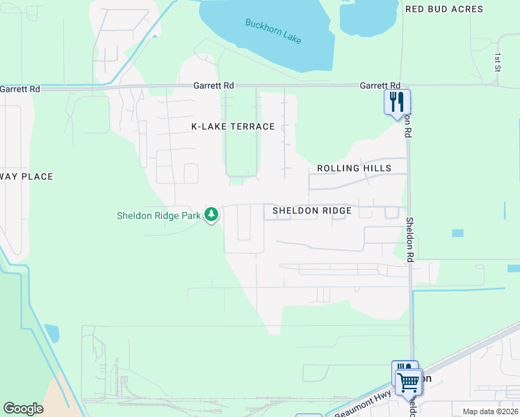 map of restaurants, bars, coffee shops, grocery stores, and more near 11035 East Fall Fern Circle in Houston