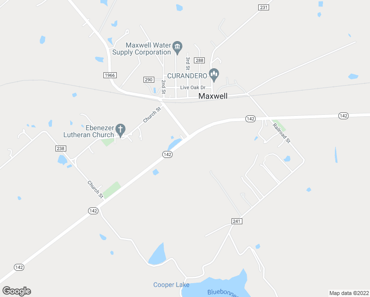 map of restaurants, bars, coffee shops, grocery stores, and more near 9655 Texas 142 in Maxwell