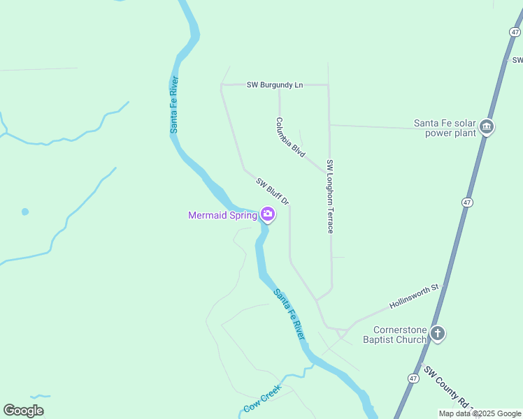 map of restaurants, bars, coffee shops, grocery stores, and more near 728 Southwest Bluff Drive in Fort White