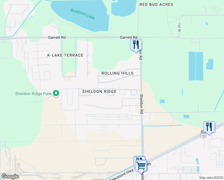 map of restaurants, bars, coffee shops, grocery stores, and more near 11026 Bauer Elm Street in Houston