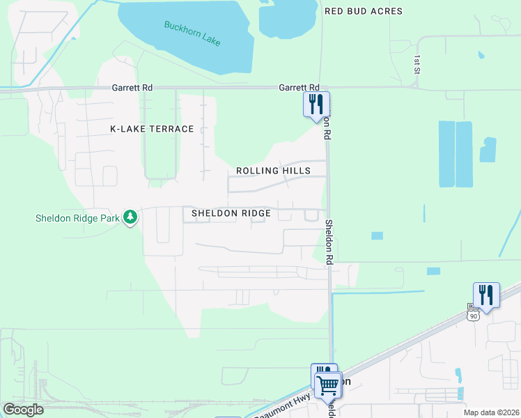 map of restaurants, bars, coffee shops, grocery stores, and more near 11026 Bauer Elm Street in Houston