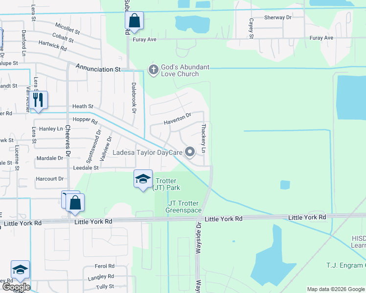 map of restaurants, bars, coffee shops, grocery stores, and more near 7127 Heath Street in Houston