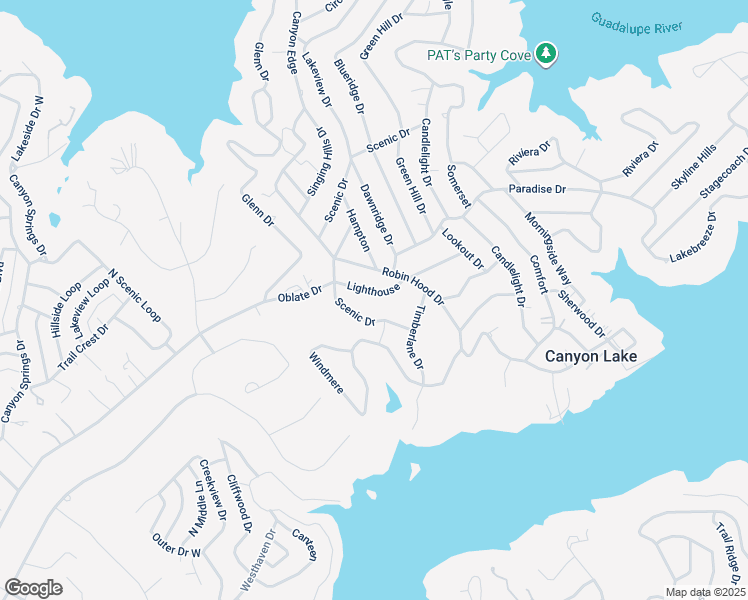 map of restaurants, bars, coffee shops, grocery stores, and more near 274 Scenic Drive in Canyon Lake