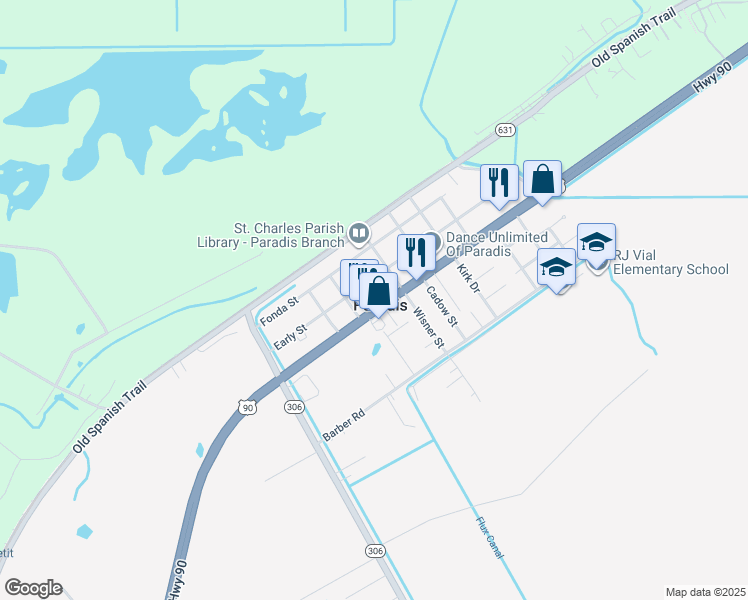 map of restaurants, bars, coffee shops, grocery stores, and more near in Paradis