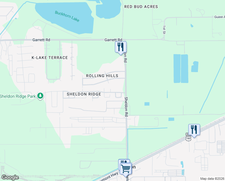 map of restaurants, bars, coffee shops, grocery stores, and more near 11031 Unique Circle in Houston
