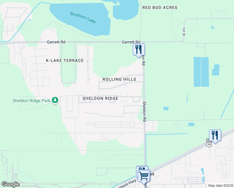 map of restaurants, bars, coffee shops, grocery stores, and more near 11030 Vanilla Circle in Houston