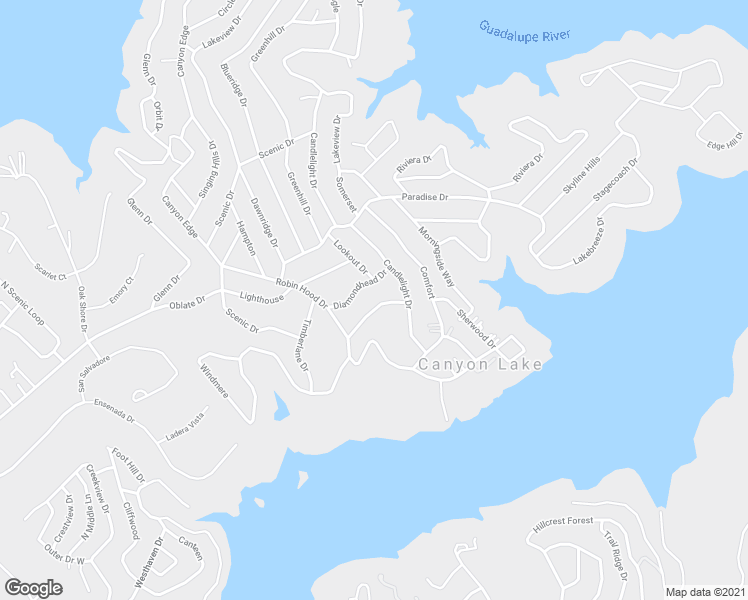 map of restaurants, bars, coffee shops, grocery stores, and more near 702 Hummingbird Hill in Canyon Lake