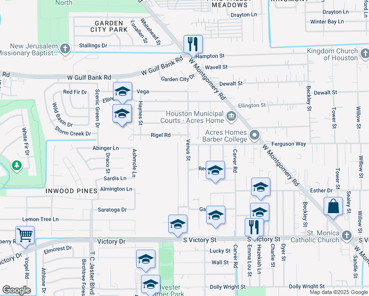 map of restaurants, bars, coffee shops, grocery stores, and more near 8326 Sunnyhill Street in Houston