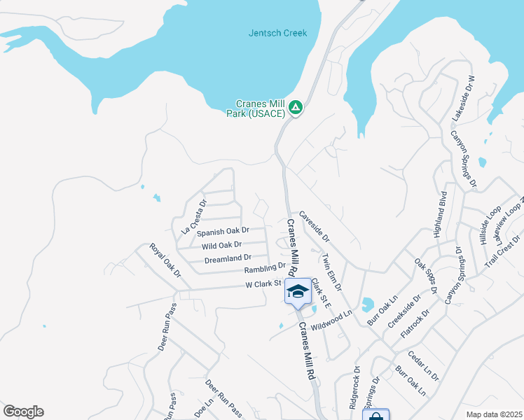map of restaurants, bars, coffee shops, grocery stores, and more near 224 Spanish Oak Drive in Canyon Lake