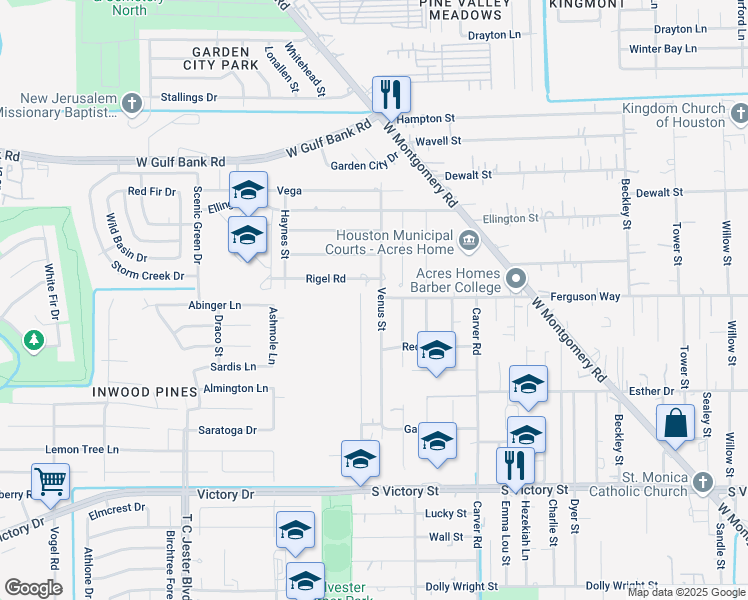 map of restaurants, bars, coffee shops, grocery stores, and more near in Houston