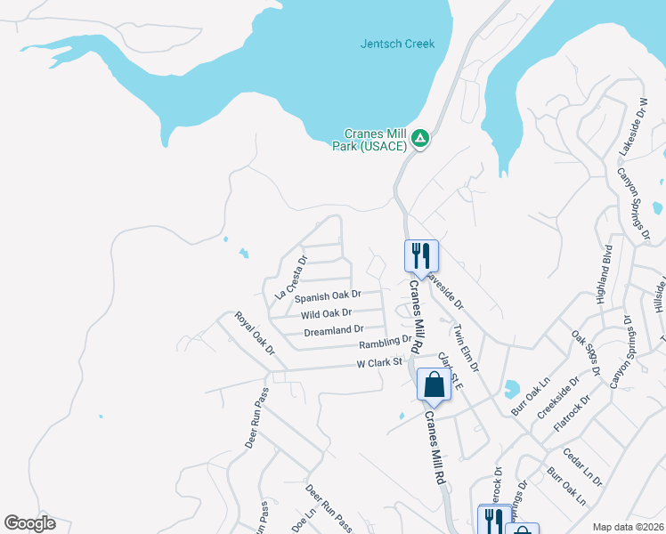 map of restaurants, bars, coffee shops, grocery stores, and more near 1172 Rambling Drive in Canyon Lake