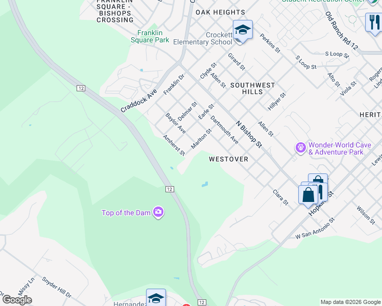 map of restaurants, bars, coffee shops, grocery stores, and more near 1513 Marlton Street in San Marcos
