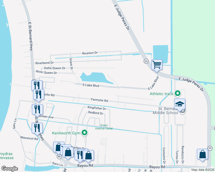 map of restaurants, bars, coffee shops, grocery stores, and more near 2516 South Lake Boulevard in Violet