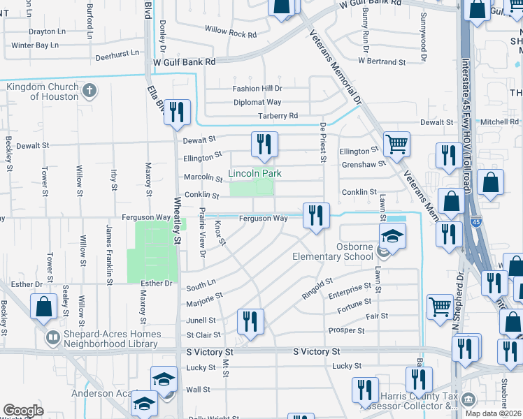 map of restaurants, bars, coffee shops, grocery stores, and more near 966 Randolph Street in Houston