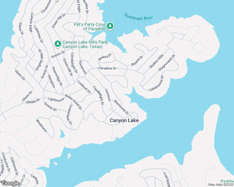 map of restaurants, bars, coffee shops, grocery stores, and more near 4315 Morningside Way in Canyon Lake