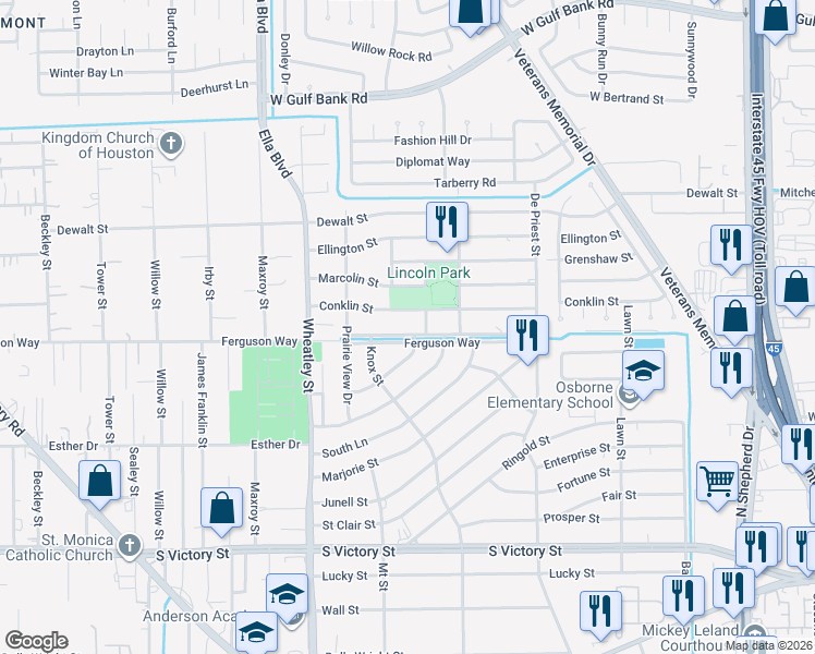 map of restaurants, bars, coffee shops, grocery stores, and more near 1008 Randolph Street in Houston
