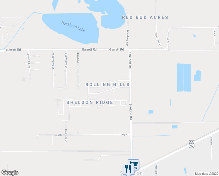 map of restaurants, bars, coffee shops, grocery stores, and more near 16027 Dunman Lane in Houston