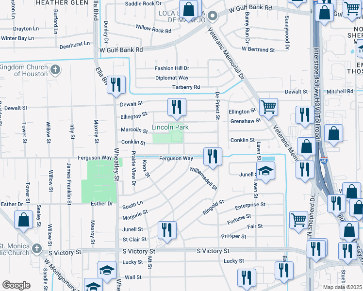 map of restaurants, bars, coffee shops, grocery stores, and more near 966 Randolph Street in Houston