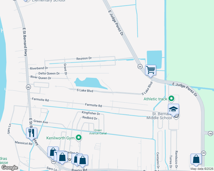 map of restaurants, bars, coffee shops, grocery stores, and more near 2516 South Lake Boulevard in Violet