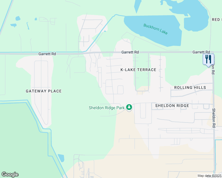 map of restaurants, bars, coffee shops, grocery stores, and more near 15306 Laceleaf Trail in Houston