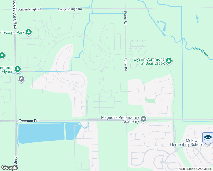 map of restaurants, bars, coffee shops, grocery stores, and more near Porter Road in Katy