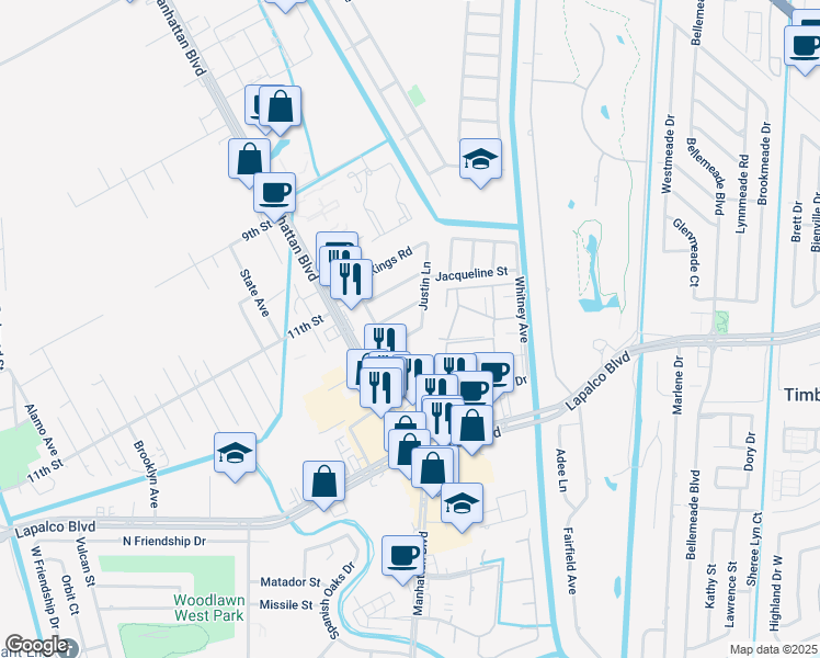 map of restaurants, bars, coffee shops, grocery stores, and more near 1532 London Cross Road in Harvey