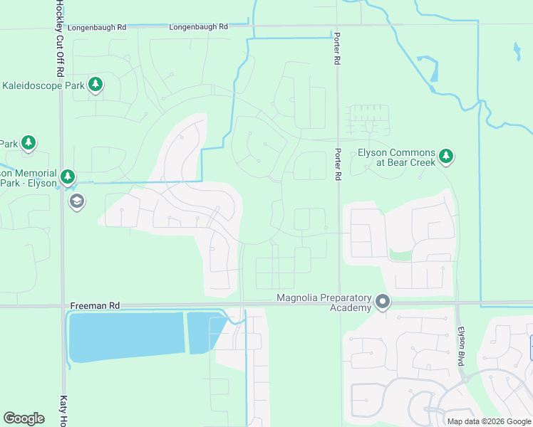 map of restaurants, bars, coffee shops, grocery stores, and more near Porter Road in Katy