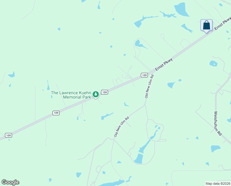 map of restaurants, bars, coffee shops, grocery stores, and more near 1086 Farm to Market Road 109 in New Ulm